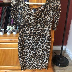 Libian Large Slightly Sheer, Leopard Print Short Dress